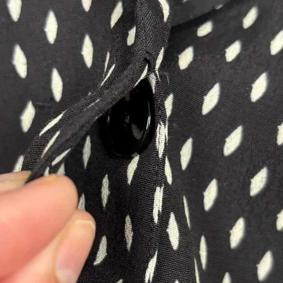 Massimo Dutti Dress Womens 2 Black White Diamond Checkered Print Button Front - Picture 7 of 15